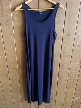 Eileen Fisher Navy Blue Sleeveless Midi Dress